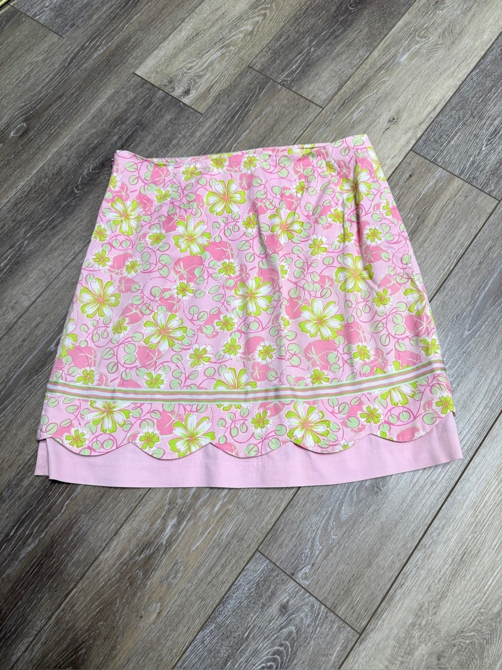 Lilly Pulitzer Pink Floral Mini Skirt with Lime Accents